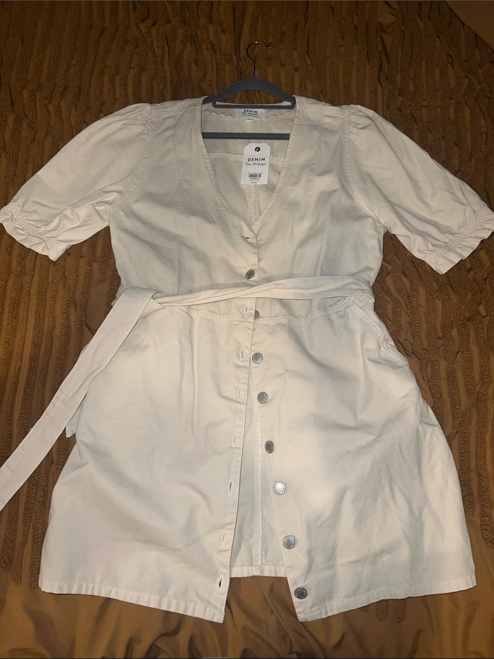 Miss Selfridge Cream Button-Front Mini Dress